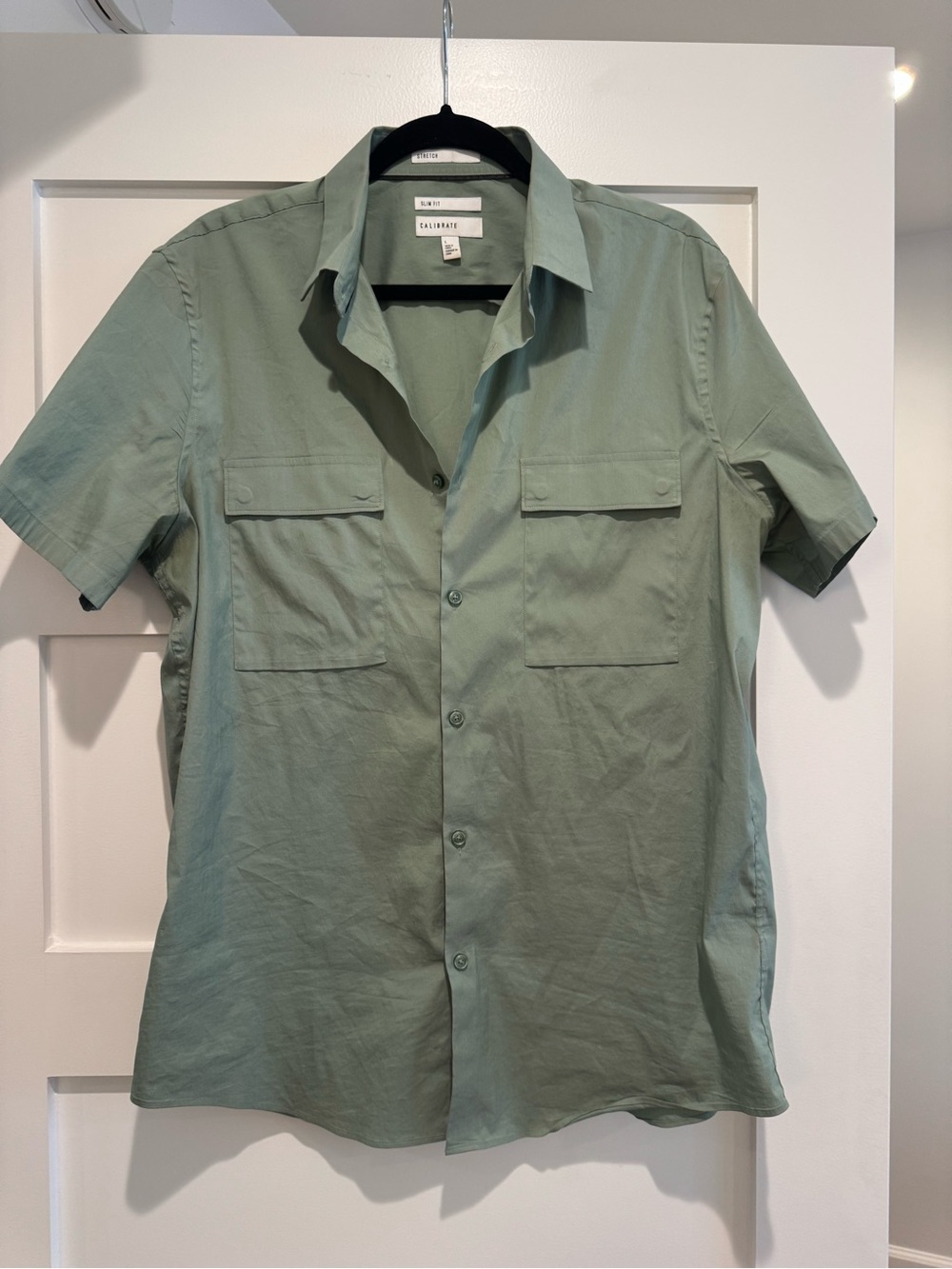 Calibrate Short-Sleeve Button-Down Shirt in Sage